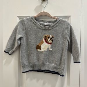 Grey Janie and Jack Bulldog Sweater 3-6mo.